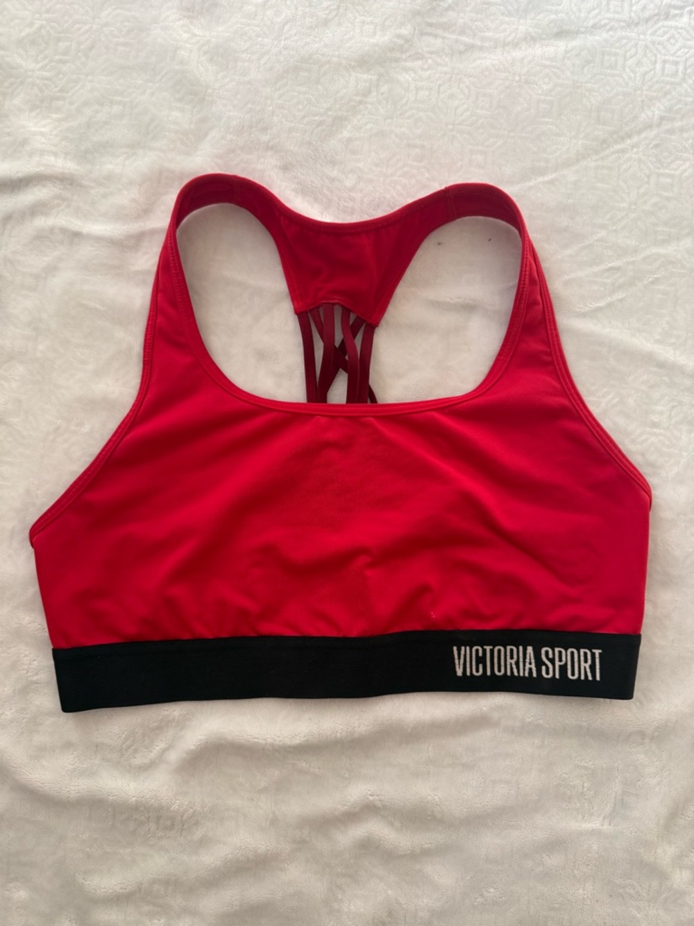 Victoria Sport The Player Red & Black Strappy Racerback Sports Bra Large